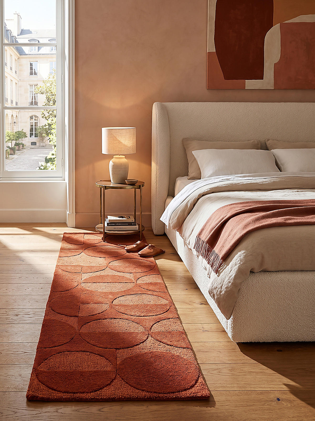 TEPPICHLÄUFER handgetuftet DEBEN, Kreis-Geometrie, Terrakotta, 60 x 230 cm - Orange, Textil (60/230cm) - KADIMA DESIGN
