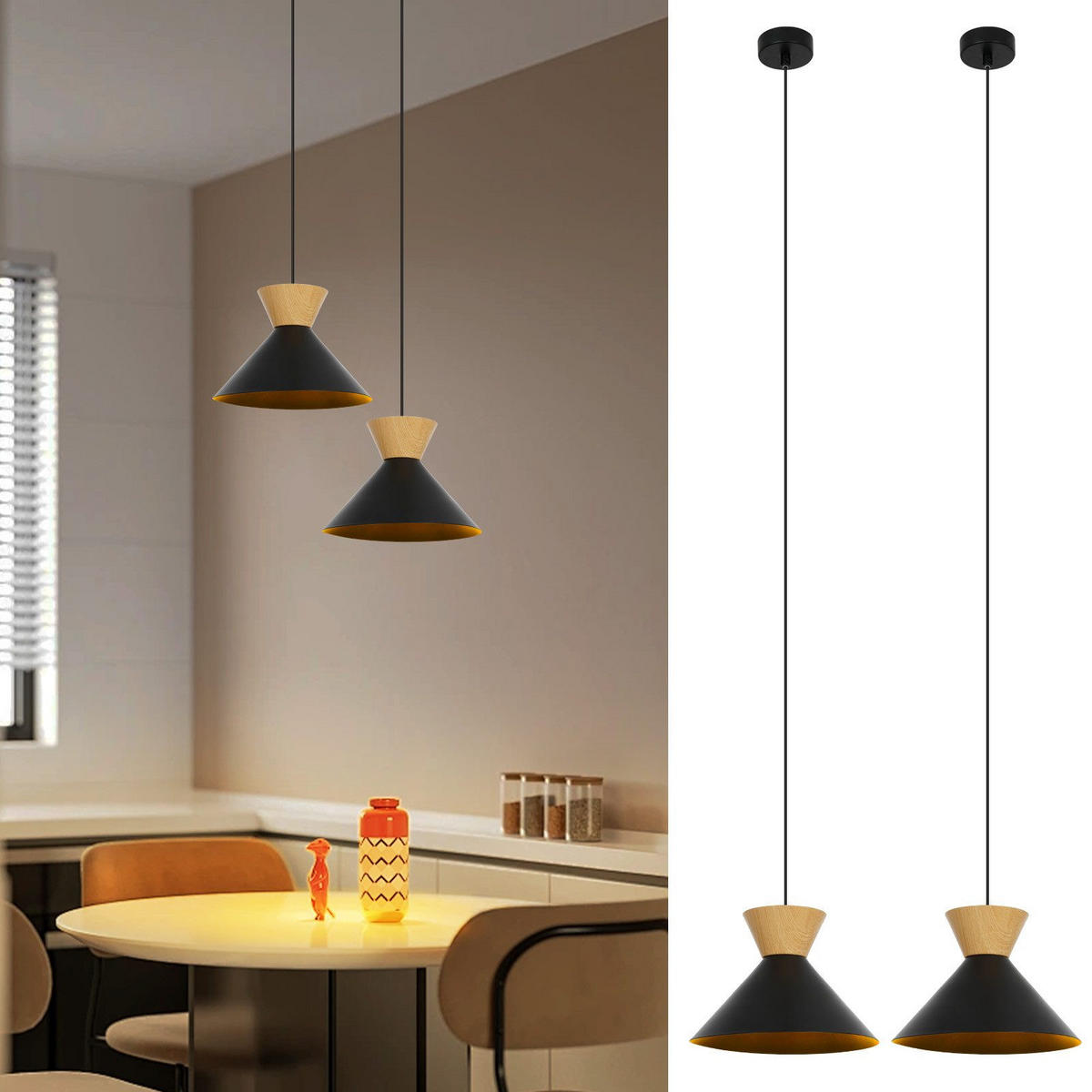 KRONLEUCHTER Luxhold 25.0/25.0/141.5 cm (2er-set) - Schwarz, Glas (141.5/25/25cm) - ZMH