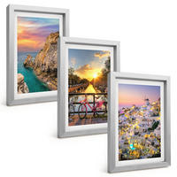 BILDER SET 3er Set - 20x30 cm Silberner Rahmen - Sonnenuntergang am Meer - Silberfarben, Kunststoff (20/30cm) - TULUP