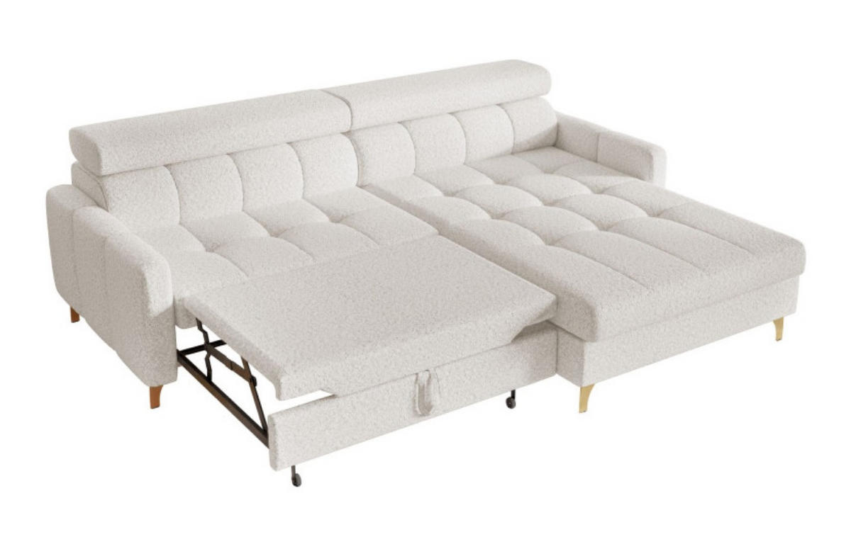 ECKSOFA Milch BAMBINO Mit Verstellbaren Kopfstützen Rechts - Weiß, Textil (174/223cm) - Sepro Meble