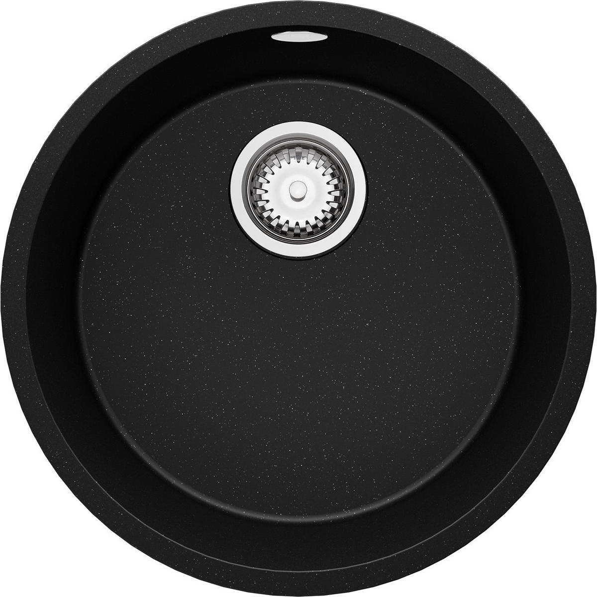 UNTERBAUSPÜLE GRANIT Valletta, 2-er set Schwarz Metallic 46/46 cm 1 Becken + Ablauf-Set ab 50er Unterschrank - Chromfarben/Schwarz Hochglanz, Kunststoff (46/20/46cm) - Primagran