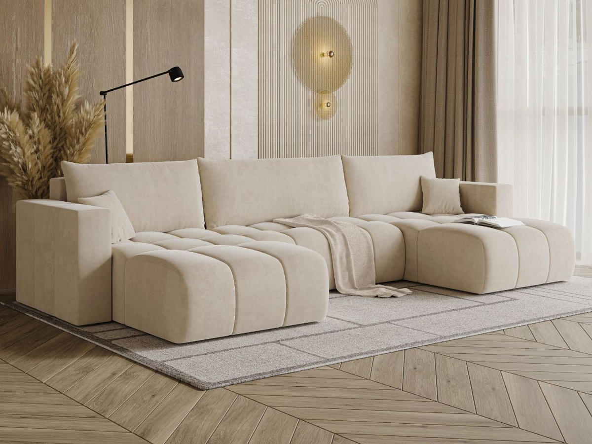ECKSOFA U Neva Beige - Beige, Holz/Textil (370/170cm) - Graingold