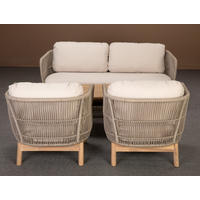 LOUNGESET - Akazie massiv / Polyester - Braun / Beige - 4-teilig - Beige/Braun, Holz/Naturmaterialen - home24