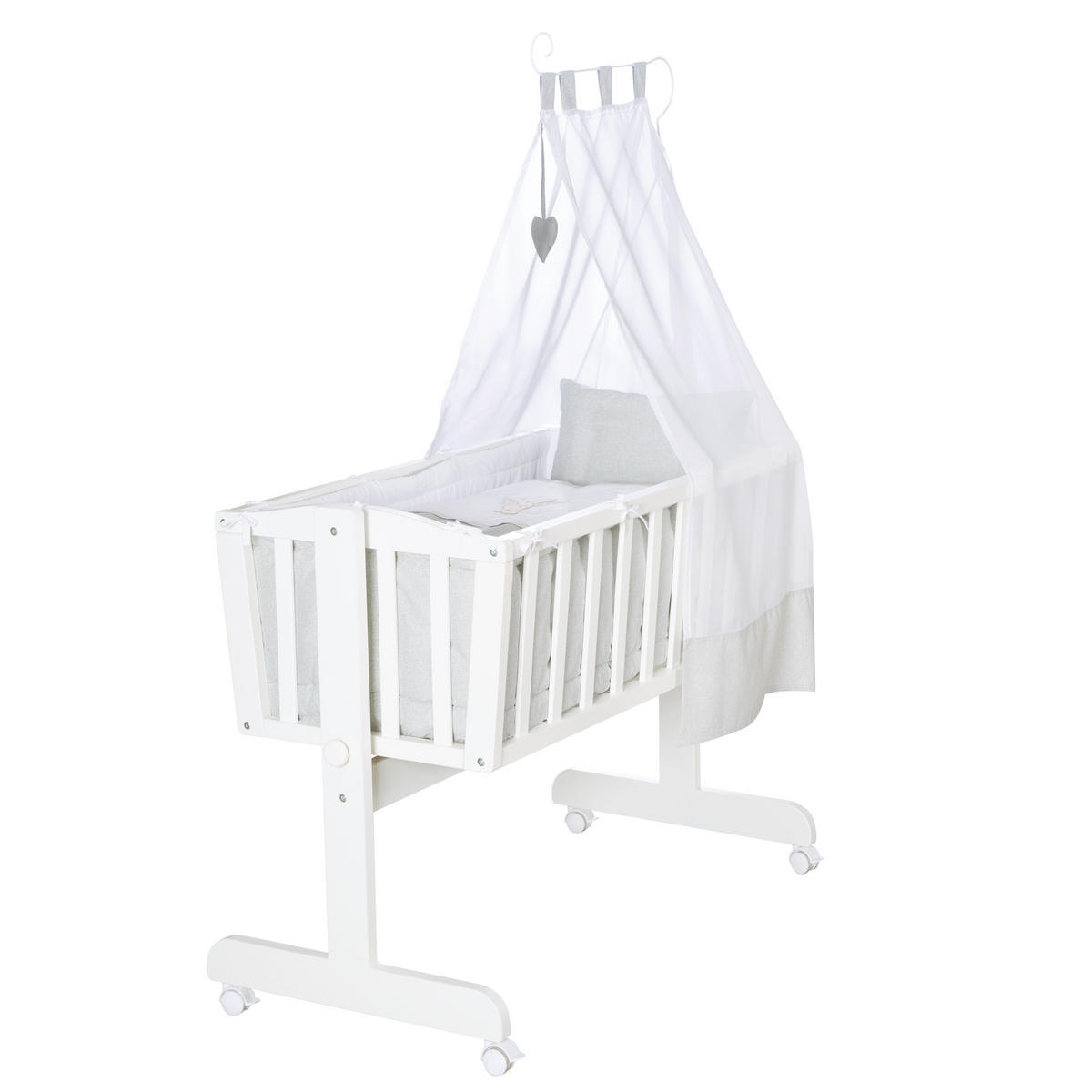 BABYWIEGENSETT Heartbreakerbär - Weiß, Holzwerkstoff/Textil (40/90cm) - Roba