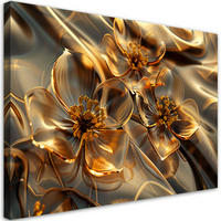 LEINWANDBILD Transparente Glasblumen in Gold - Goldfarben, Textil (90/60cm) - Feeby