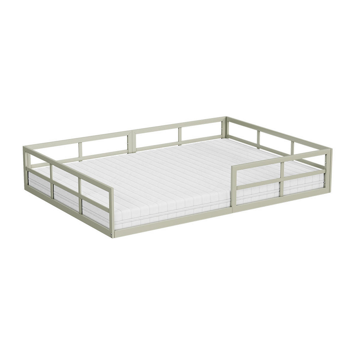 BODENBETT AUS METALL Minno Greige 140x200 mit Matratze - Greige, Metall - VitaliSpa