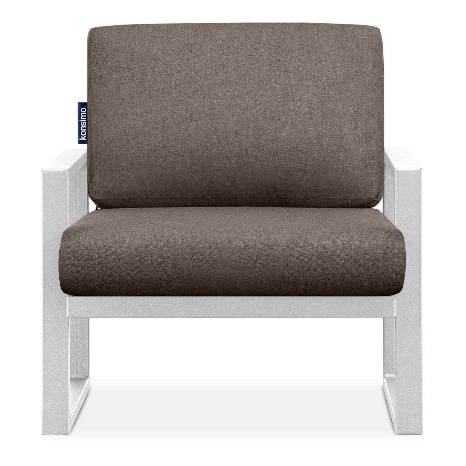 GARTENSESSEL FRENA ,Weiß/Beige - Beige/Weiß, Textil/Metall (70/65/60cm) - KONSIMO®