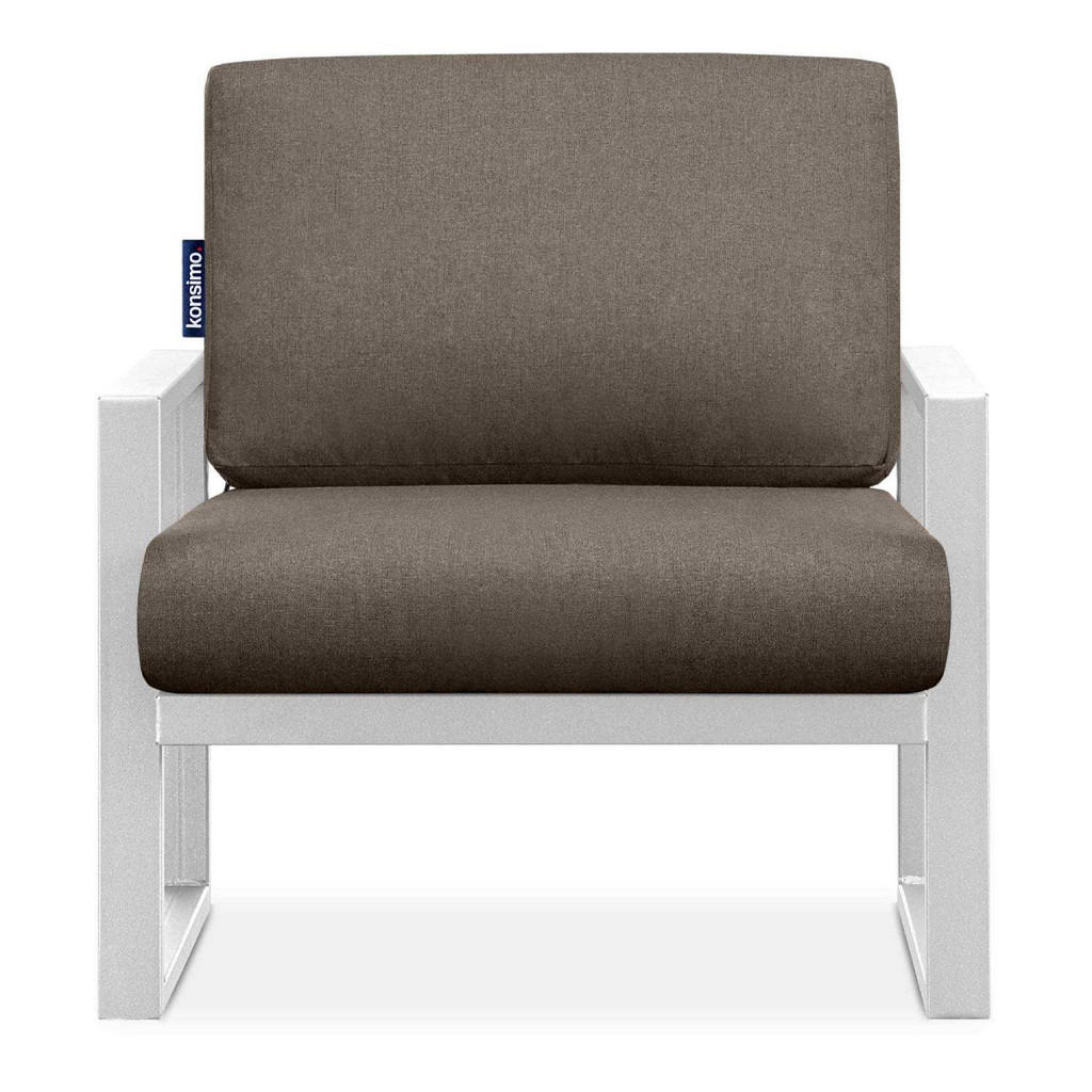 Thumbnail - Konsimo® Gartensessel, Weiß, Beige, Metall, Textil, 70x65x60 cm, Hergestellt in Europa, Loungemöbel, Lounge-Sessel