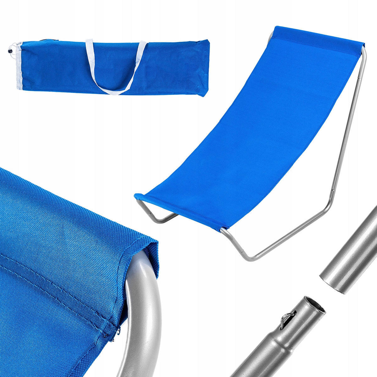 STRANDLIEGE mit Bezug, Blau - Blau, Metall (51/96cm) - KADAX