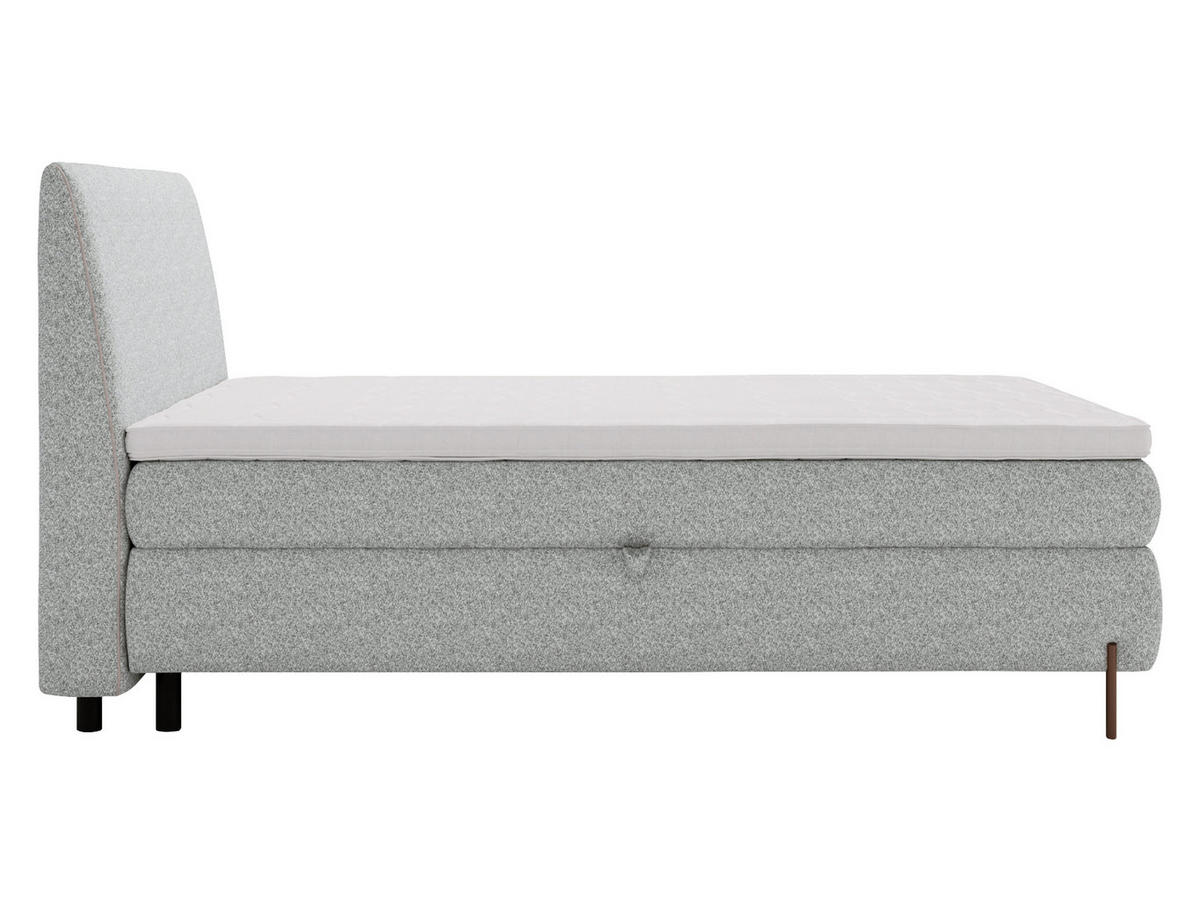 BOXBETT Evia - H3 - Hellgrau/Braun, Holzwerkstoff/Textil (160/200cm) - MIRJAN24