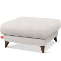HOCKER GUSTAVO Bouclé, Weiß - Weiß, Holz/Holzwerkstoff (92/49/92cm) - KONSIMO®