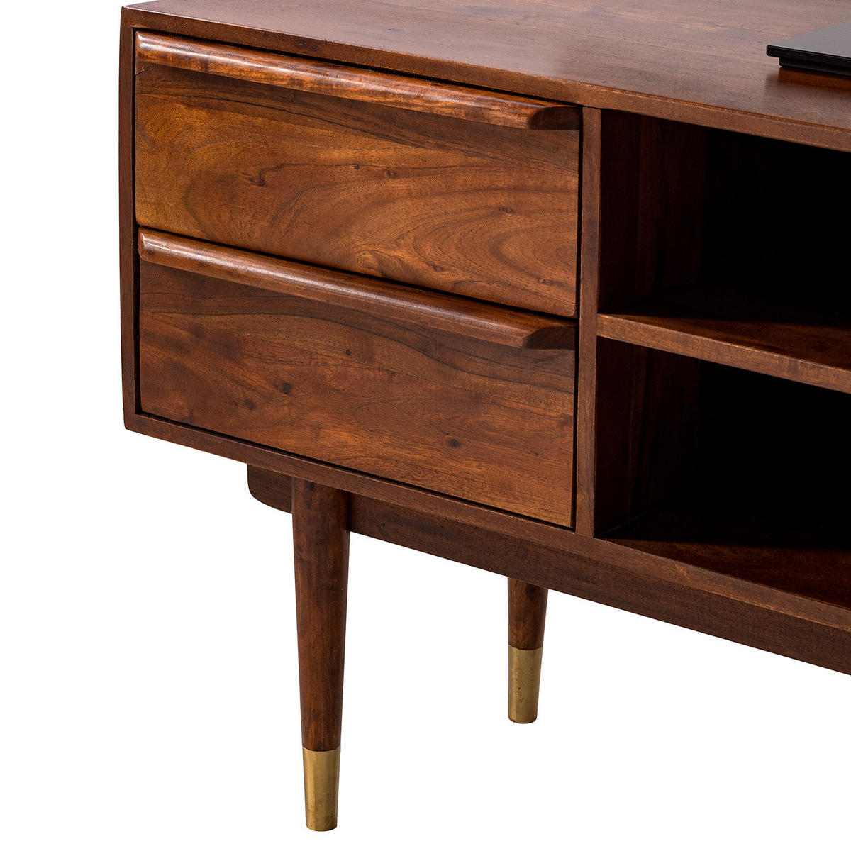 TV-LOWBOARD - Akazie massiv / Metall - Akaziefarben, Holz (140/65/43cm) - home24