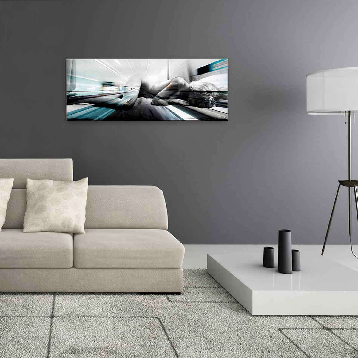 GLASBILD 80x30 cm Akt Schwarz - Anthrazit, Glas (80/30cm) - artissimo