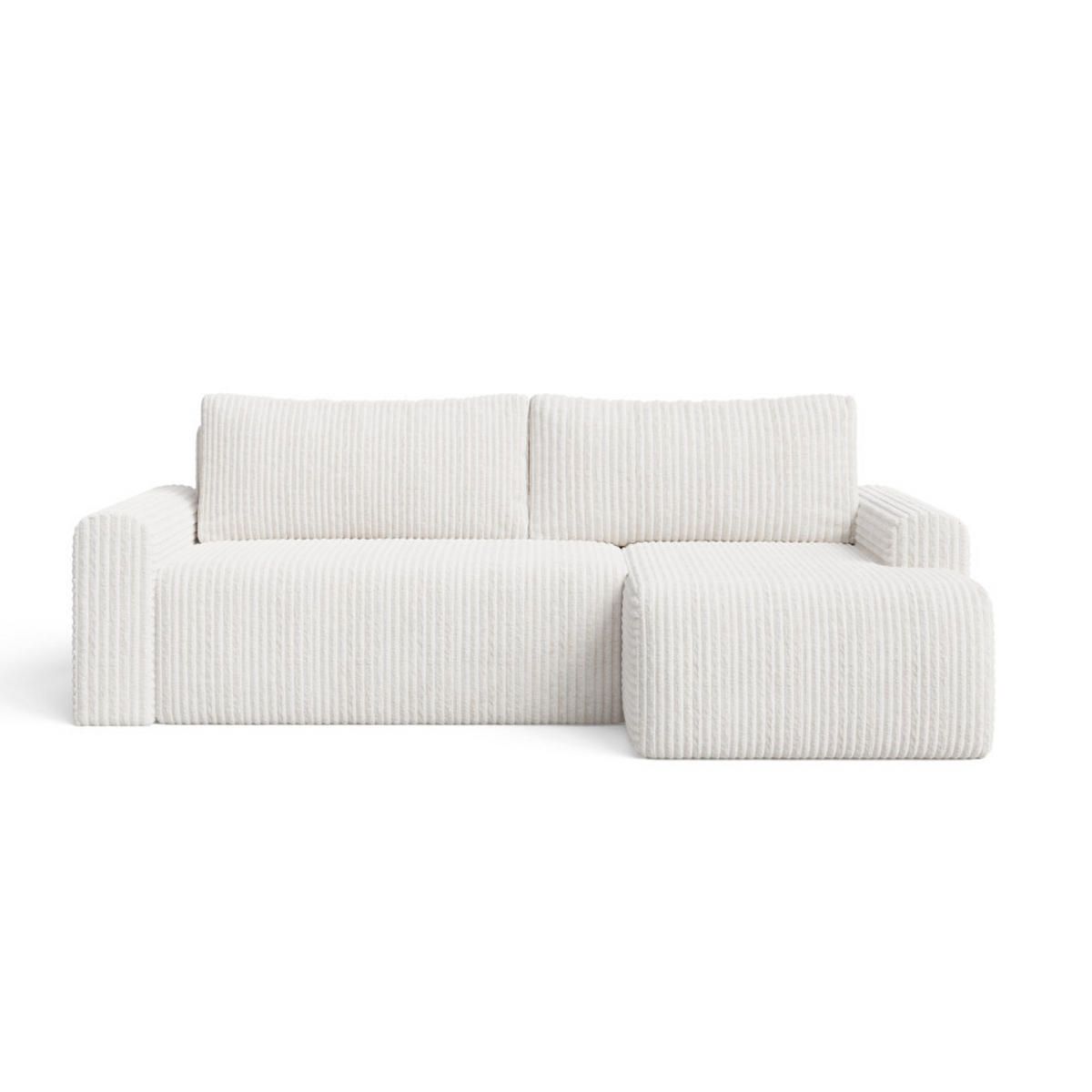 ECKSOFA MILO SMALL mit Schlaffunktion und Bettkasten, Rechts - TILIA 08 - Creme, Holz (240/142cm) - Dekori_Interiors