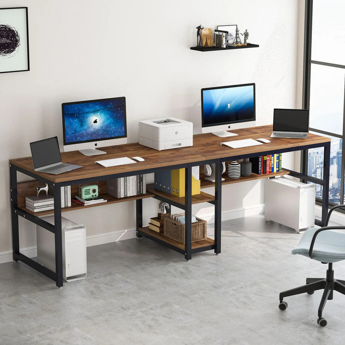 SCHREIBTISCH 2 PERSONEN 78,7 Zoll Braun - Braun, Holz (200/60/75cm) - Kaket