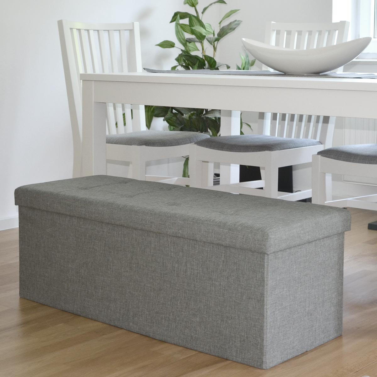 SITZBANK Faltbar, 110/38/38 cm, mit 2 Trennwänden, 120 Liter, Grau - Grau, Textil (38/38/110cm) - Dunedesign
