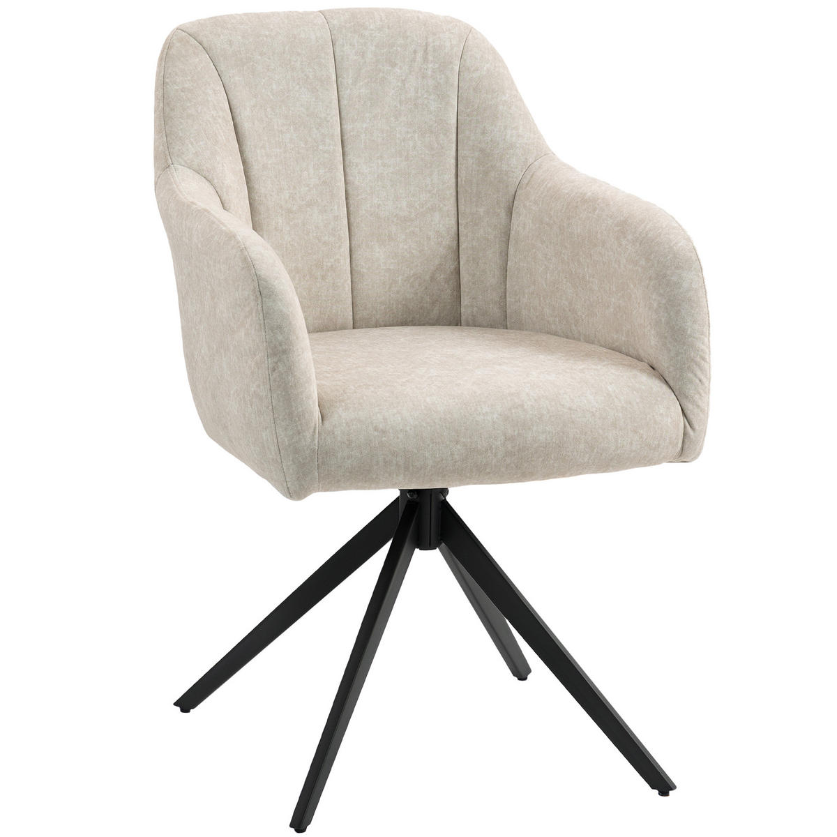 SESSEL Wohnzimmer Drehbar Loungesessel Gepolsterter Getufteter Relaxsessel Beige - Beige, Kunststoff (56/86/63cm) - HOMCOM