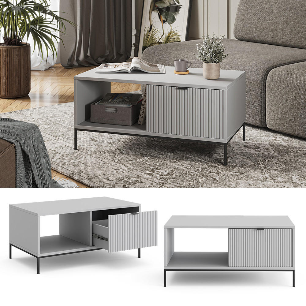 COUCHTISCH Eliza Grau 90 x 50 cm - Grau, Holzwerkstoff (50/90/45cm) - Vicco