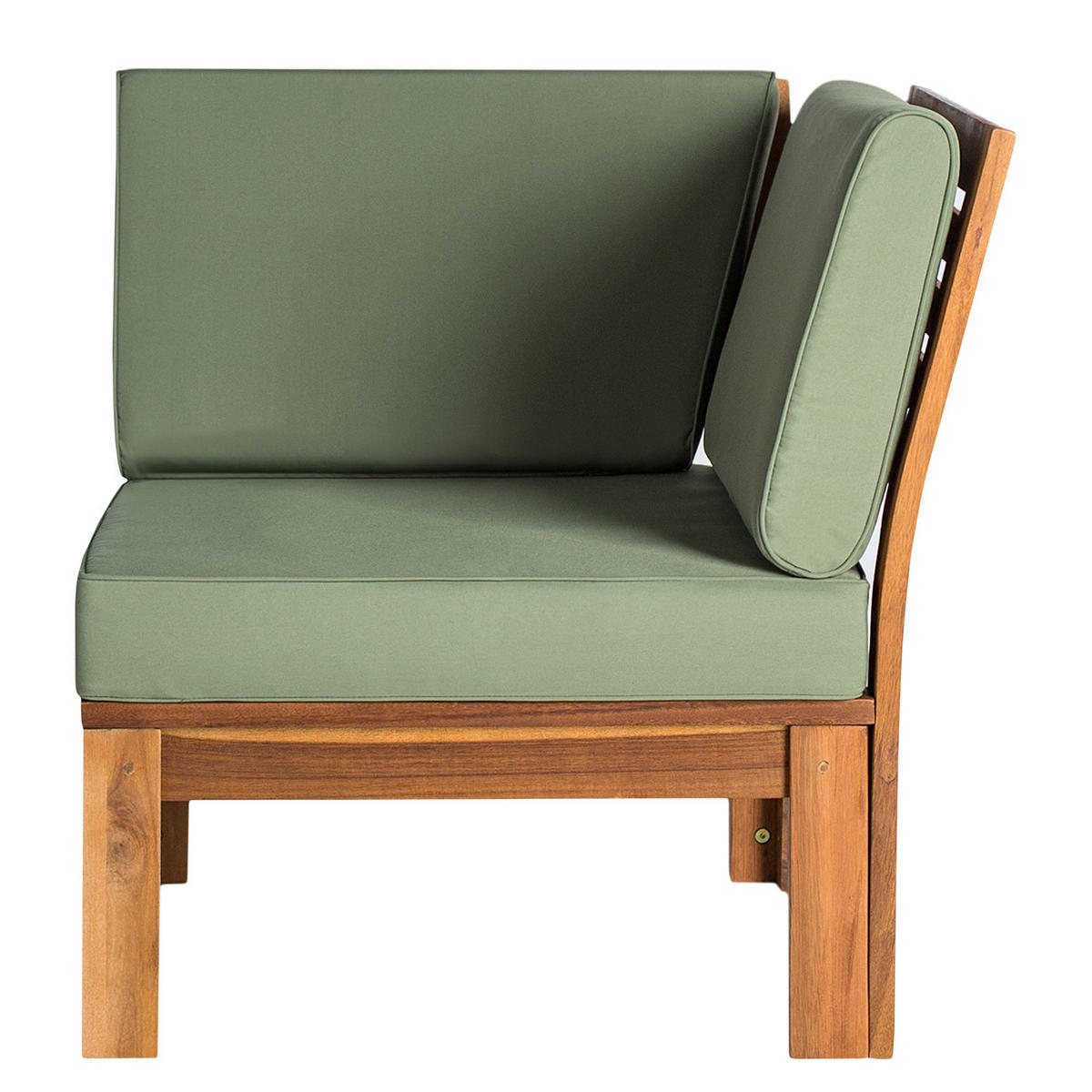 LOUNGEECKE - Webstoff / Akazie massiv - Olivgrün, Holz/Textil (71/73/71cm) - home24