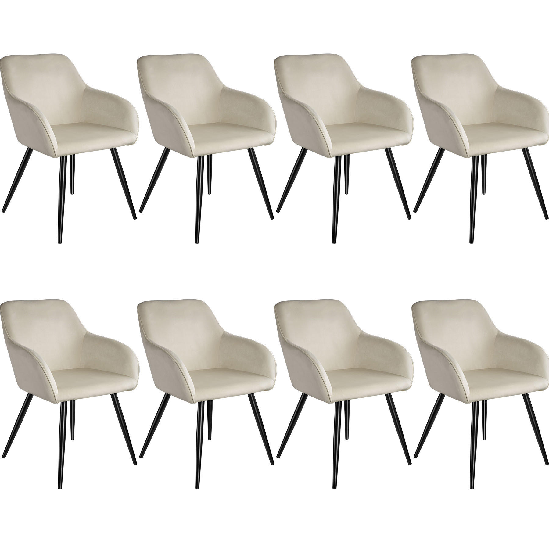 ESSZIMMERSTUHL 8er Set Marilyn 58 x 62 x 82 cm creme/schwarz - Creme/Schwarz, Textil (58/82/62cm) - tectake