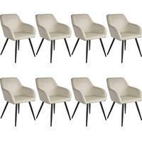 ESSZIMMERSTUHL 8er Set Marilyn 58 x 62 x 82 cm creme/schwarz - Creme/Schwarz, Textil (58/82/62cm) - tectake