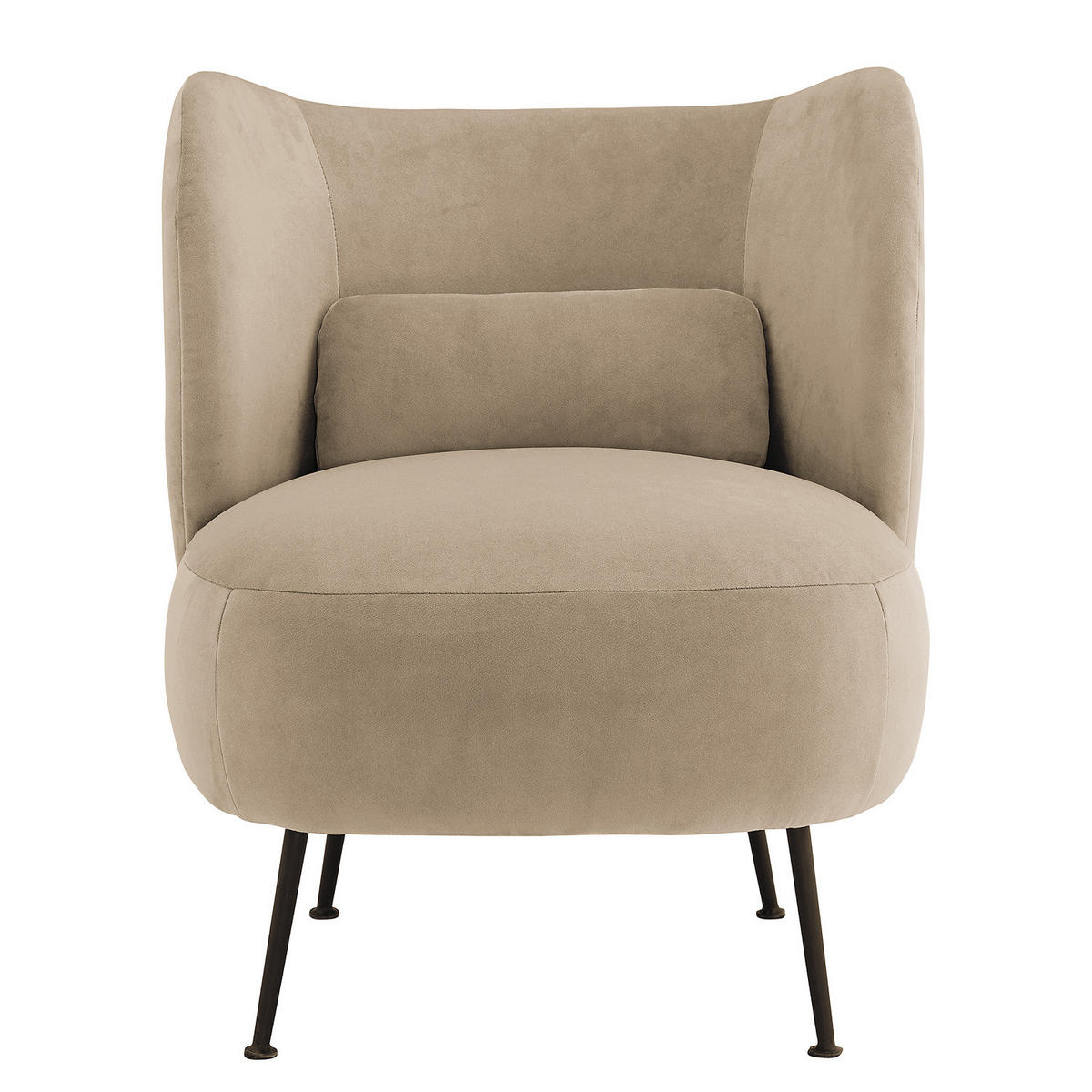 LOUNGESESSEL - Taupe/Schwarz, Textil/Metall (61/79/71cm) - home24