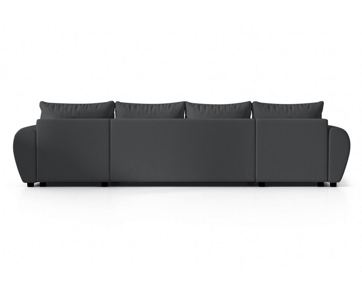WOHNLANDSCHAFT Malatya U Form Dunkelgrau 311/145/82 cm mit Schlaffunktion - Dunkelgrau/Schwarz, Kunststoff/Textil (311/82/145cm) - AX Living
