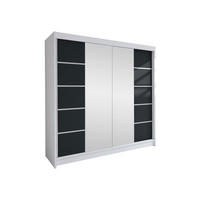 SCHWEBETÜRENSCHRANK Talin V - Silberfarben/Multicolor, Holzwerkstoff/Metall (180/215/58cm) - MIRJAN24