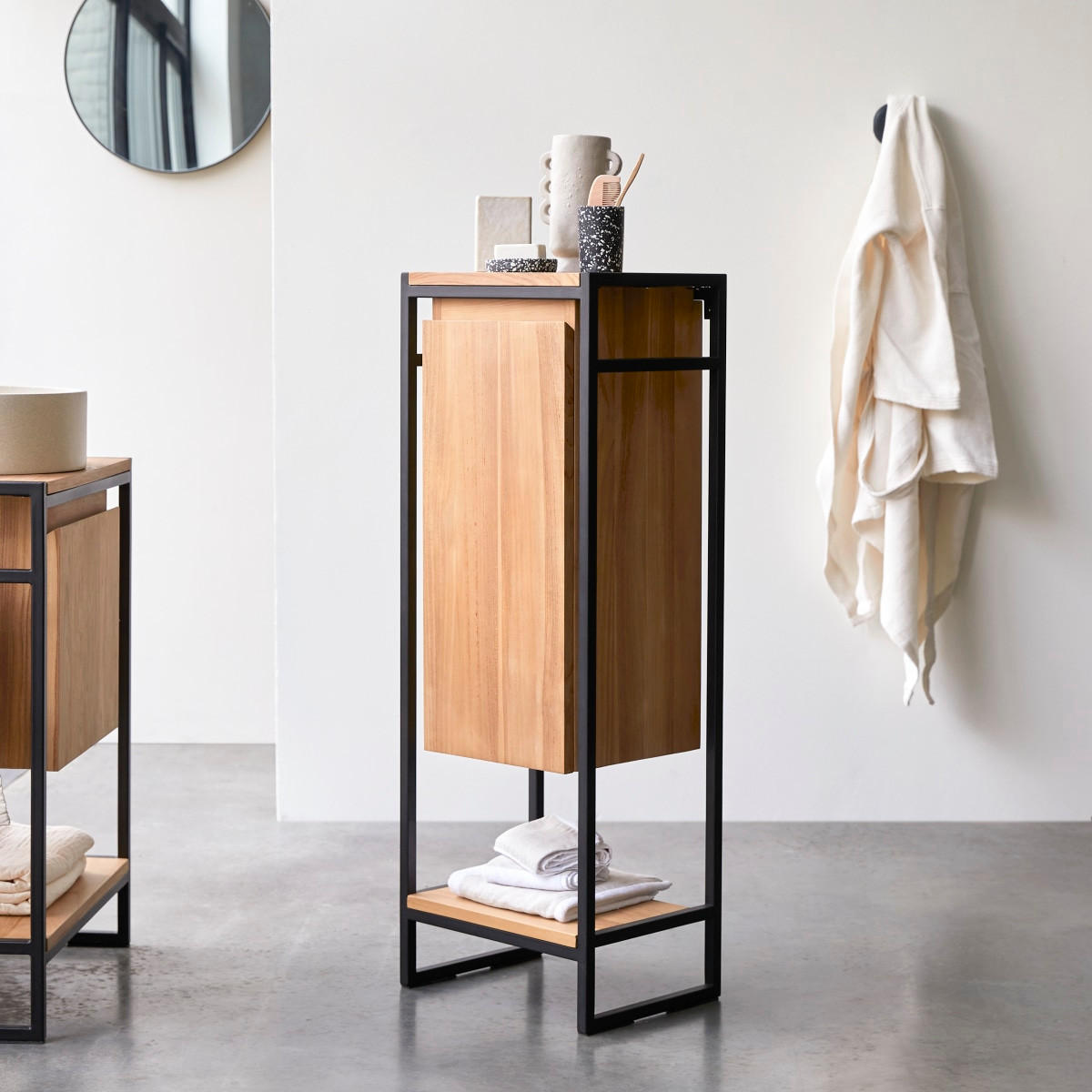 HOCHSCHRANK Michal Natur aus Teak - Naturfarben, Holz (40/110/30cm) - Tikamoon