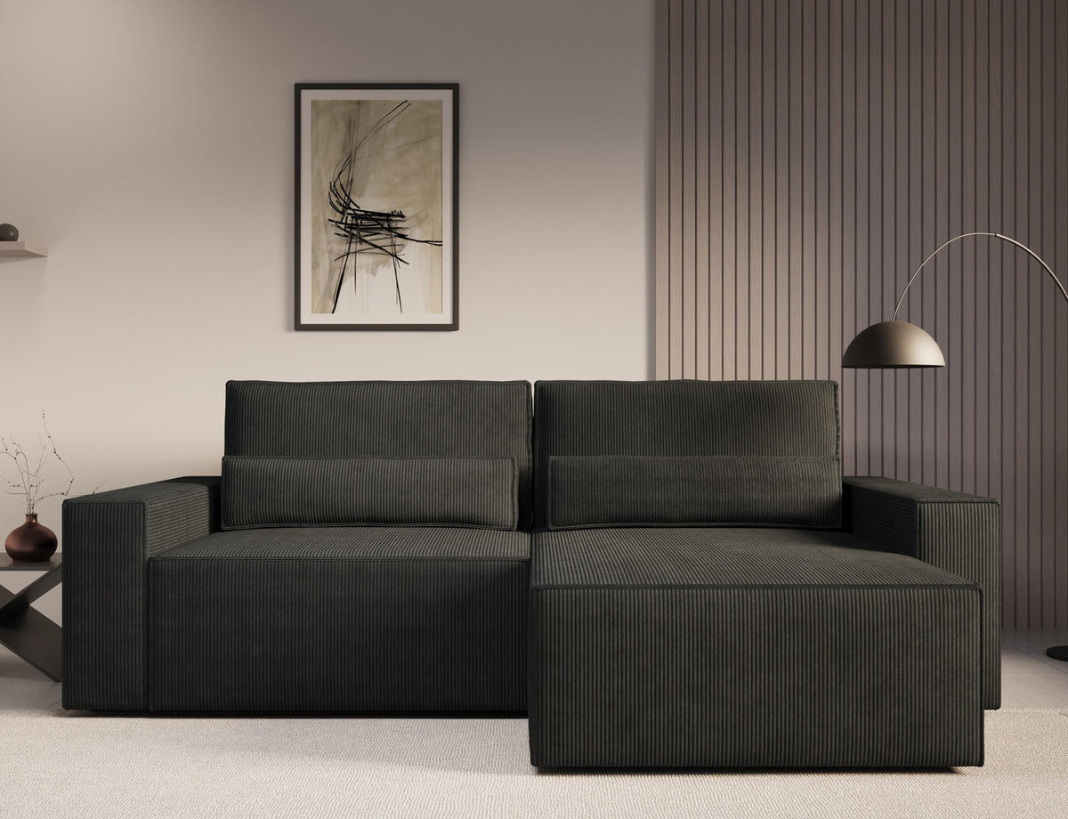 ECKSOFA - Universale Ecksofa DENVER mini - Schwarz - Poso 135 - Schwarz, Holzwerkstoff (248/162cm) - Möblo