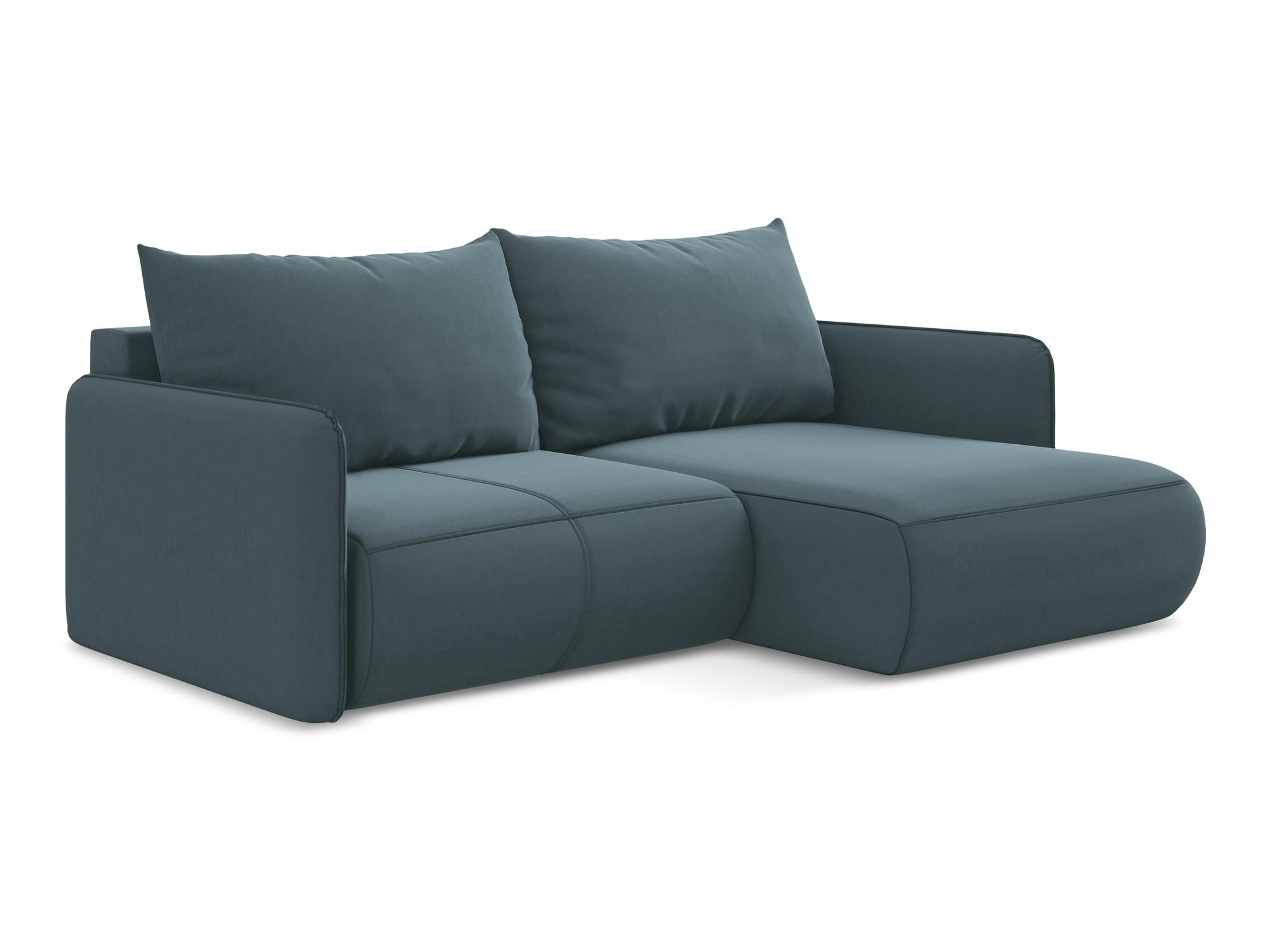 ECKSOFA mit Schlaffunktion Samt Stoff Blau - Blau/Petrol, Kunststoff/Textil (207/148cm) - Makamii