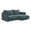 ECKSOFA mit Schlaffunktion Samt Stoff Blau - Blau/Petrol, Kunststoff/Textil (207/148cm) - Makamii