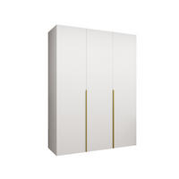 DREHTÜRENSCHRANK 202/150/52 3-türig - Goldfarben/Weiß, Holz (150/202/52cm) - Abiks Möbel