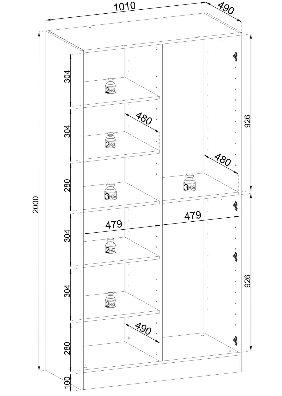 KLEIDERSCHRANK, Platingrau / Antisol Glas, 200 x 200 x 51 cm - Platinfarben/Schwarz, Holzwerkstoff (200/200/51cm) - 3XE LIVING