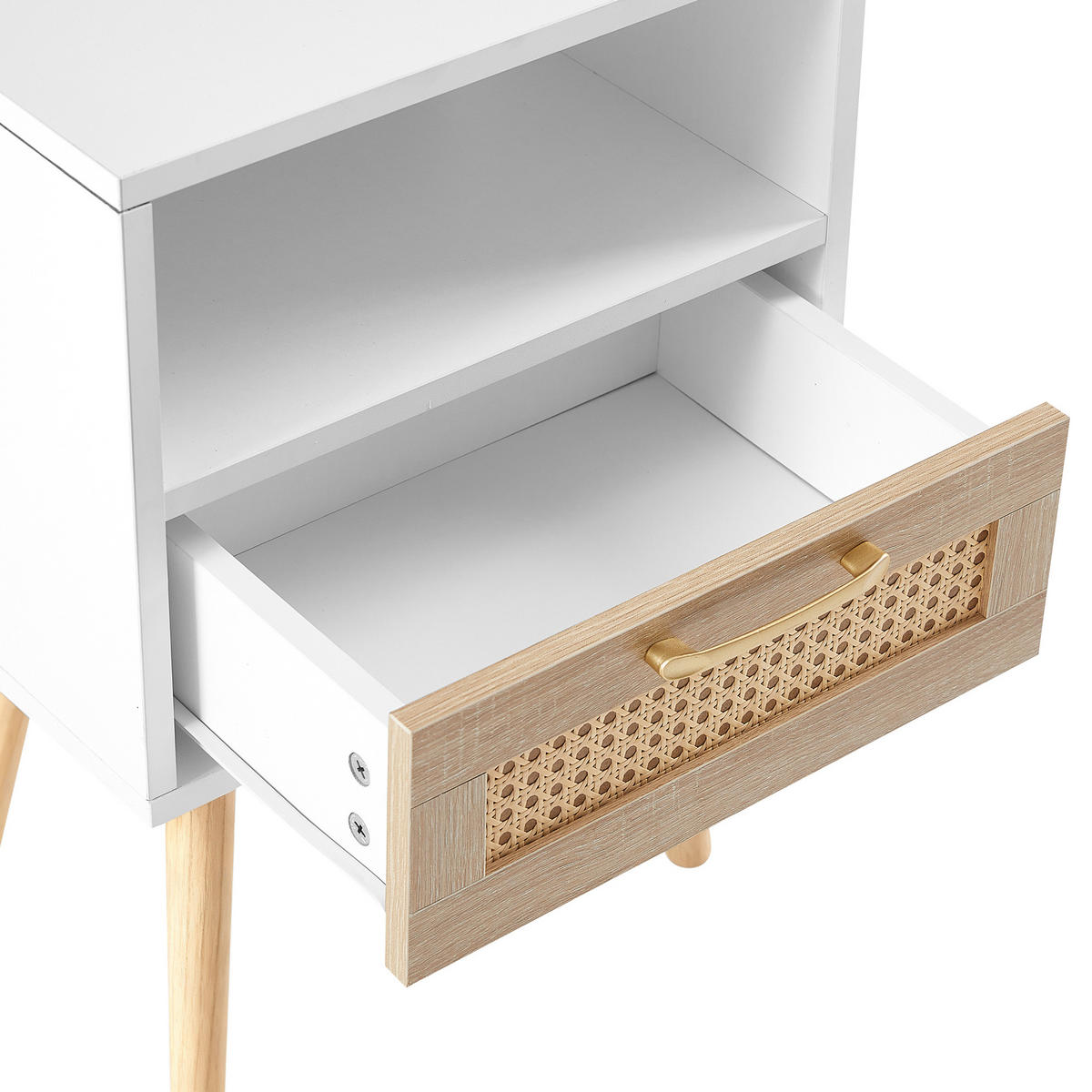 NACHTTISCH 30/40/55 cm weiß/natur aus MDF mit Schublade - Hellbraun, Holzwerkstoff (30/55/40cm) - OKWISH