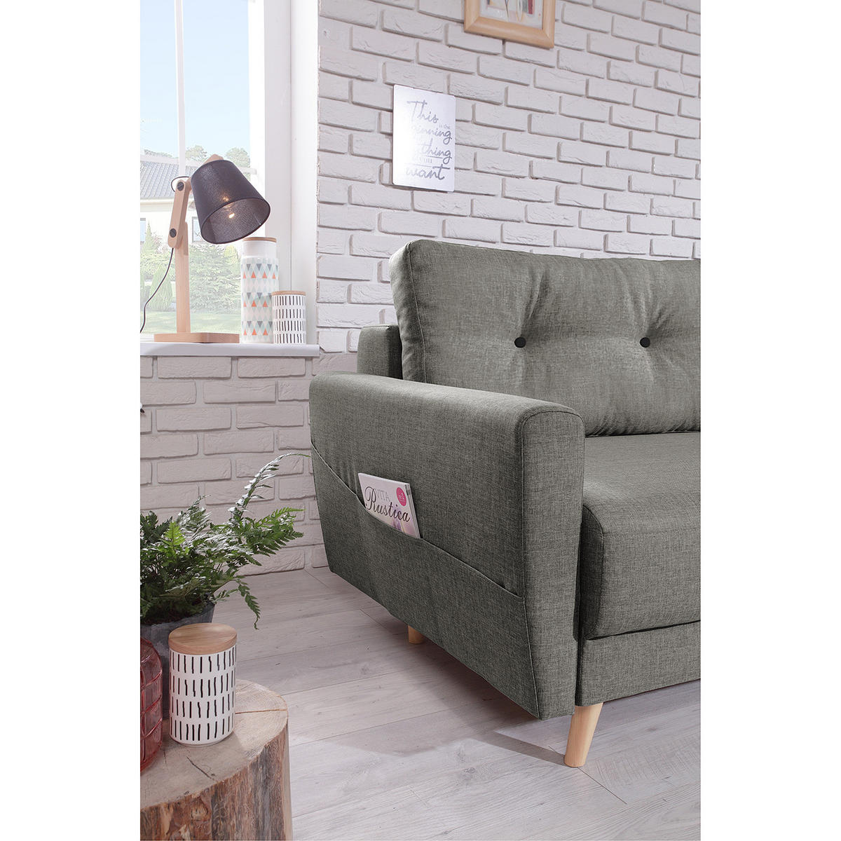 3-SITZER SOFA - Grau, Textil (220/90/90cm) - home24