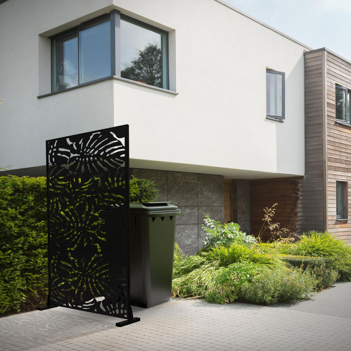 METALL-SICHTSCHUTZ Roma 90x180 cm Schwarz aus Stahl - Schwarz, Metall (90/183cm) - ML-DESIGN