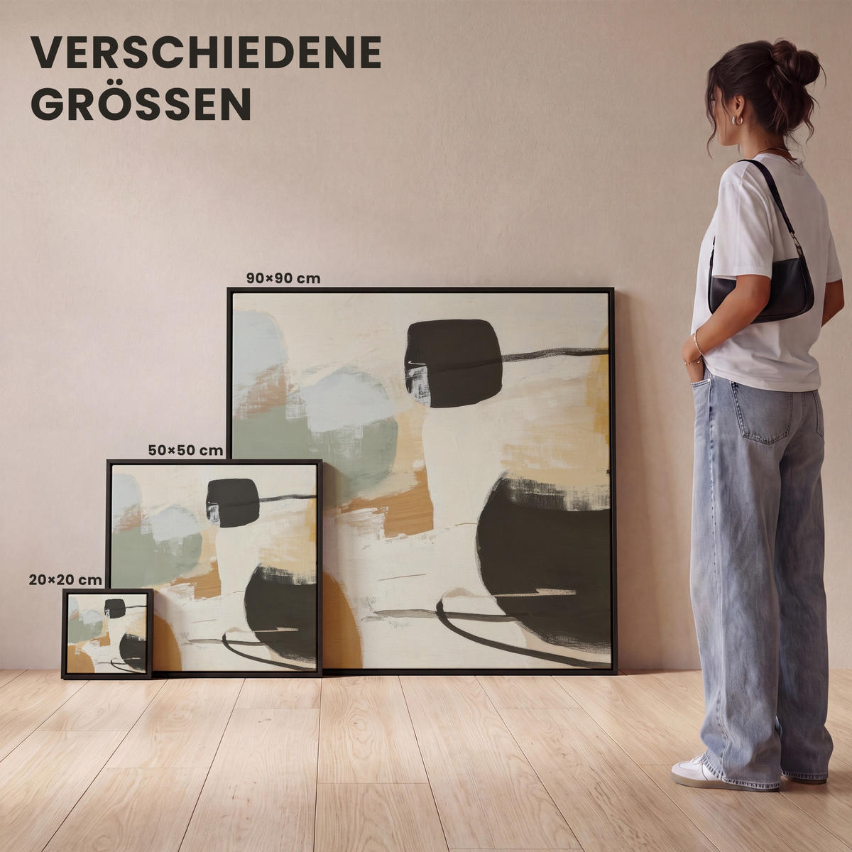 LEINWAND Bilder mit Rahmen - Farbe - Abstrakt - Farben - 20x20 - Currygelb, Textil (20/20cm) - MuchoWow