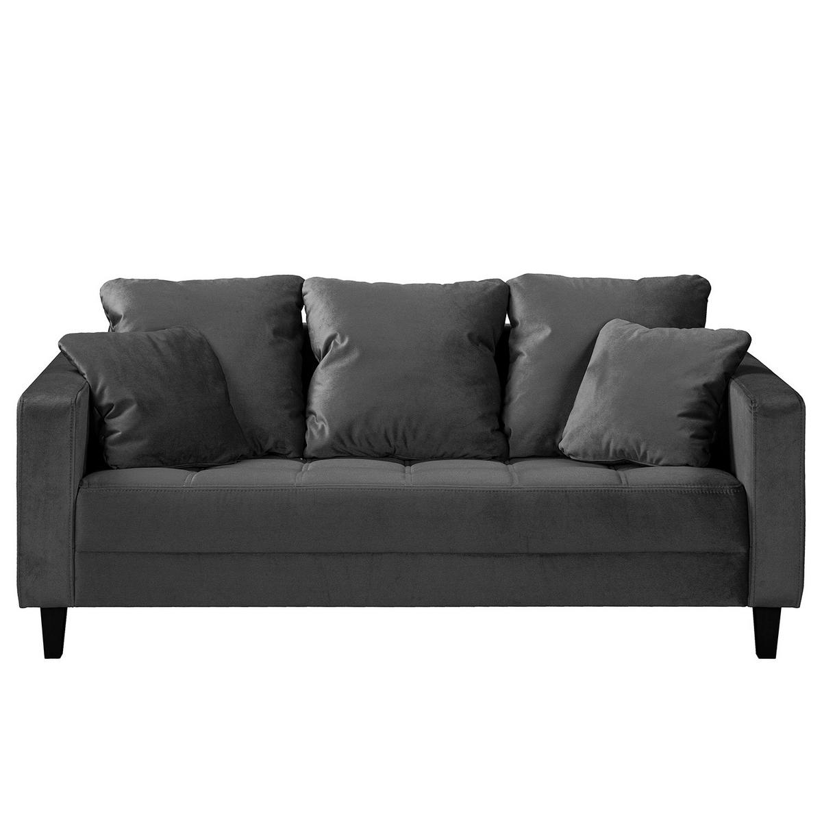 2-SITZER SOFA - Samt - Anthrazit, Textil (178/85/90cm) - home24