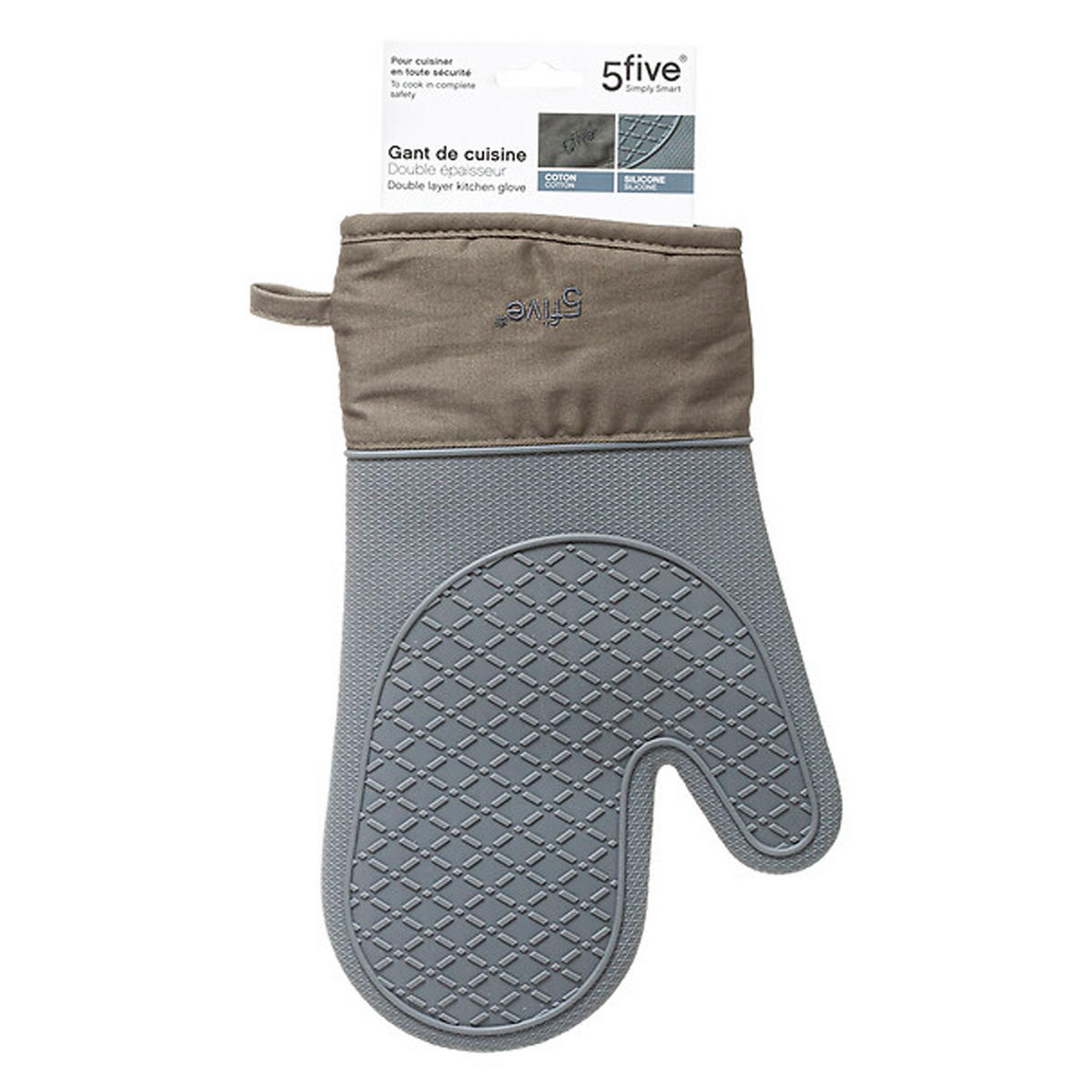 OFENHANDSCHUH Premium, Silikon, Baumwolle, Grau - Grau, Kunststoff (1.8/18cm) - 5five Simply Smart