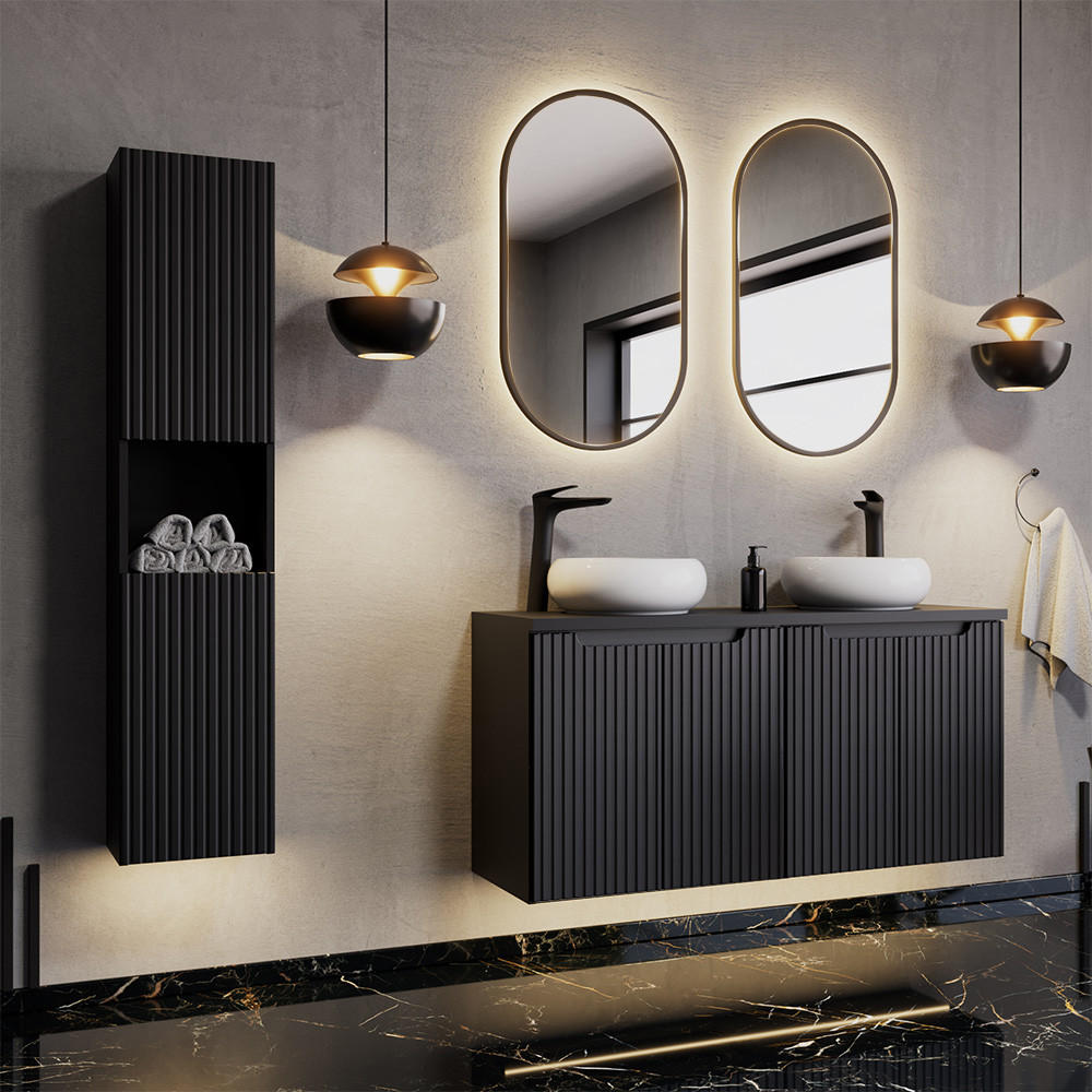 Lomado Badmöbel-Set Schwarz 180x200x40 cm