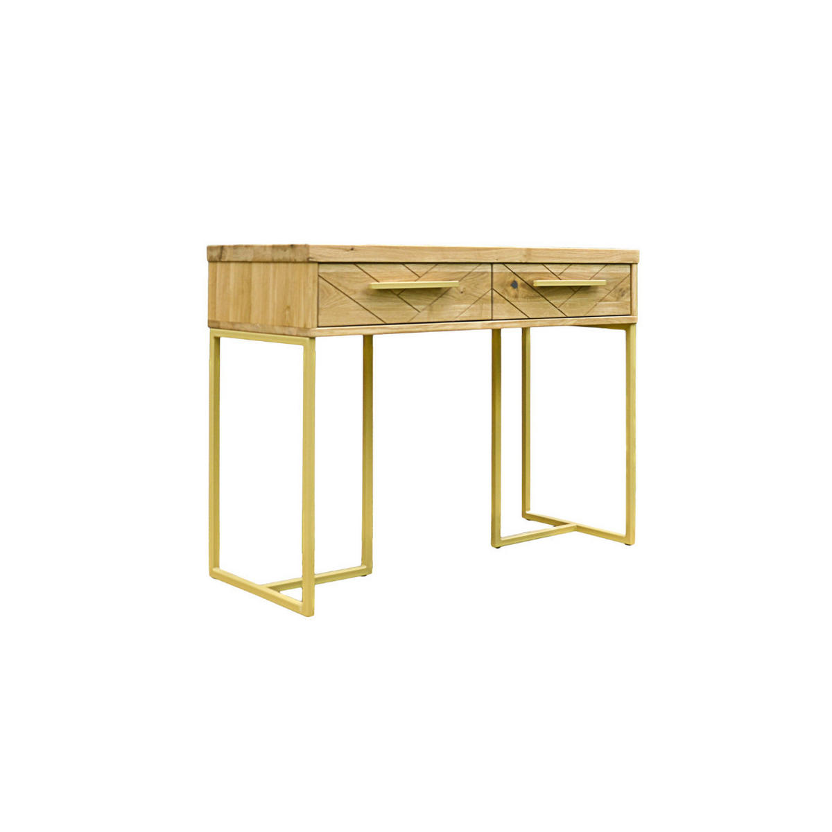 EICHENKONSOLE mit Schubladen und Metallbeinen für das Wohnzimmer CARIN I - Eichefarben, Holz (110/80/45cm) - Rawood Furniture