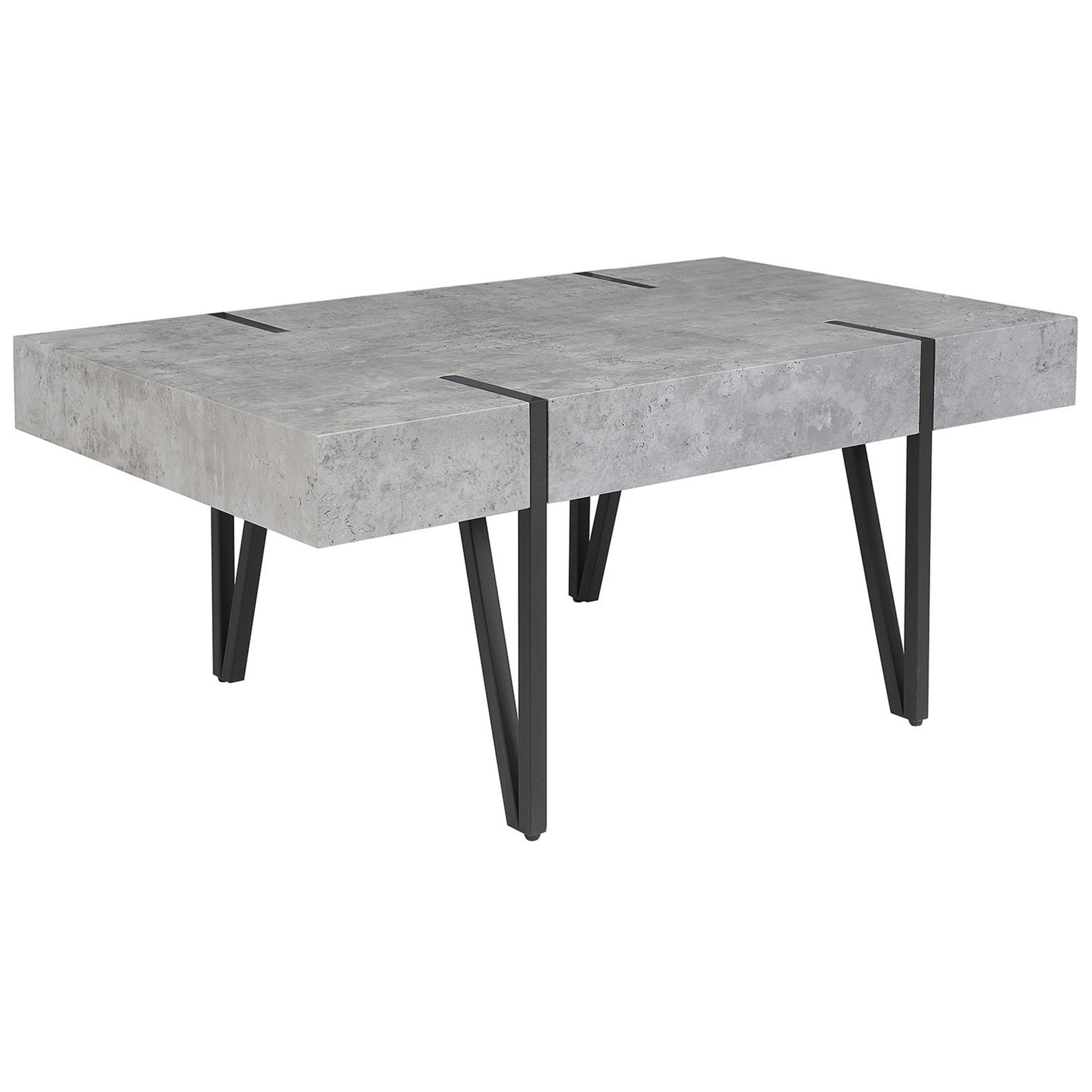 COUCHTISCH Betonoptik/schwarz rechteckig 60/100 cm Adena - Schwarz/Grau, Holzwerkstoff (100/60/43cm) - Beliani