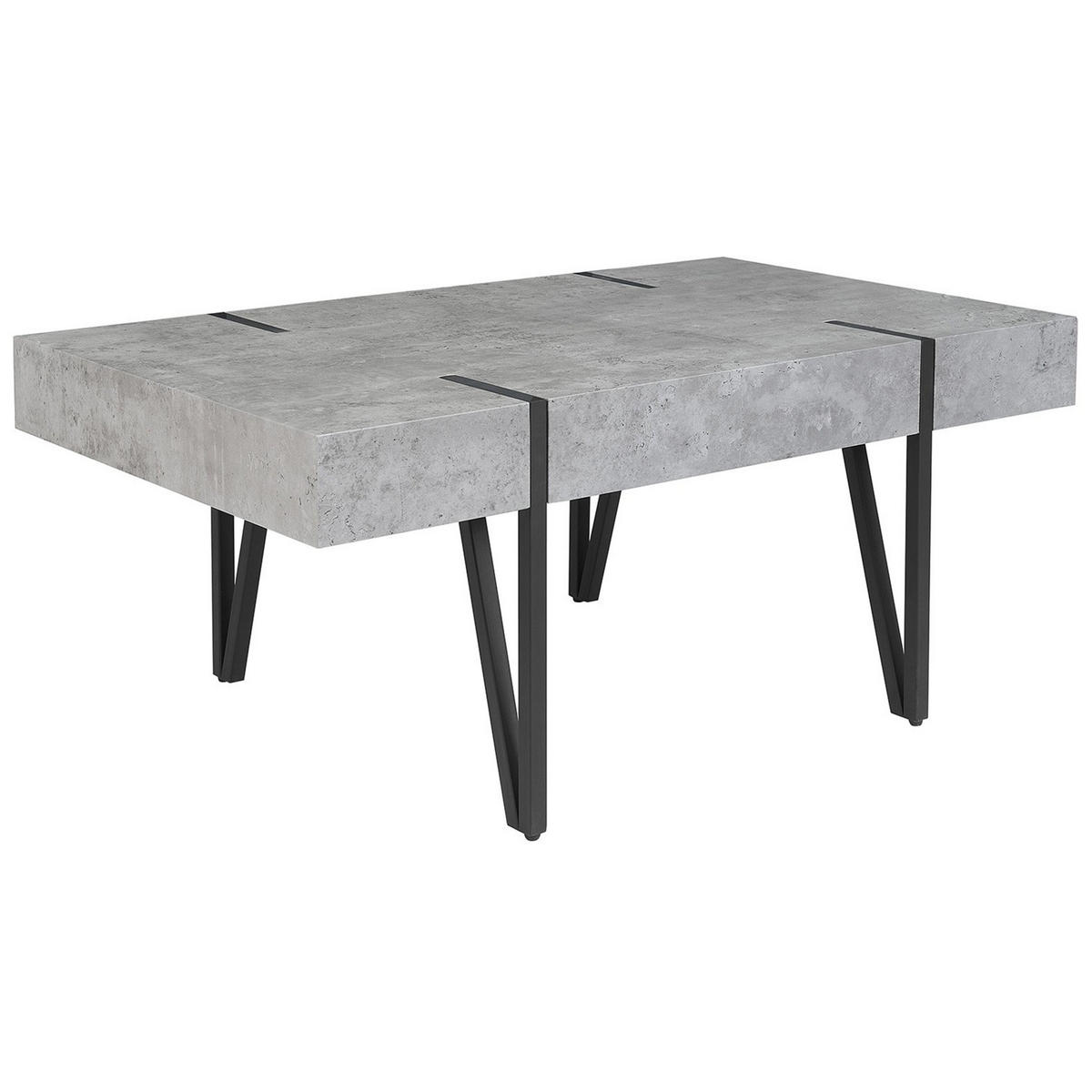 COUCHTISCH Betonoptik/schwarz rechteckig 60/100 cm Adena - Schwarz/Grau, Holzwerkstoff (100/60/43cm) - Beliani