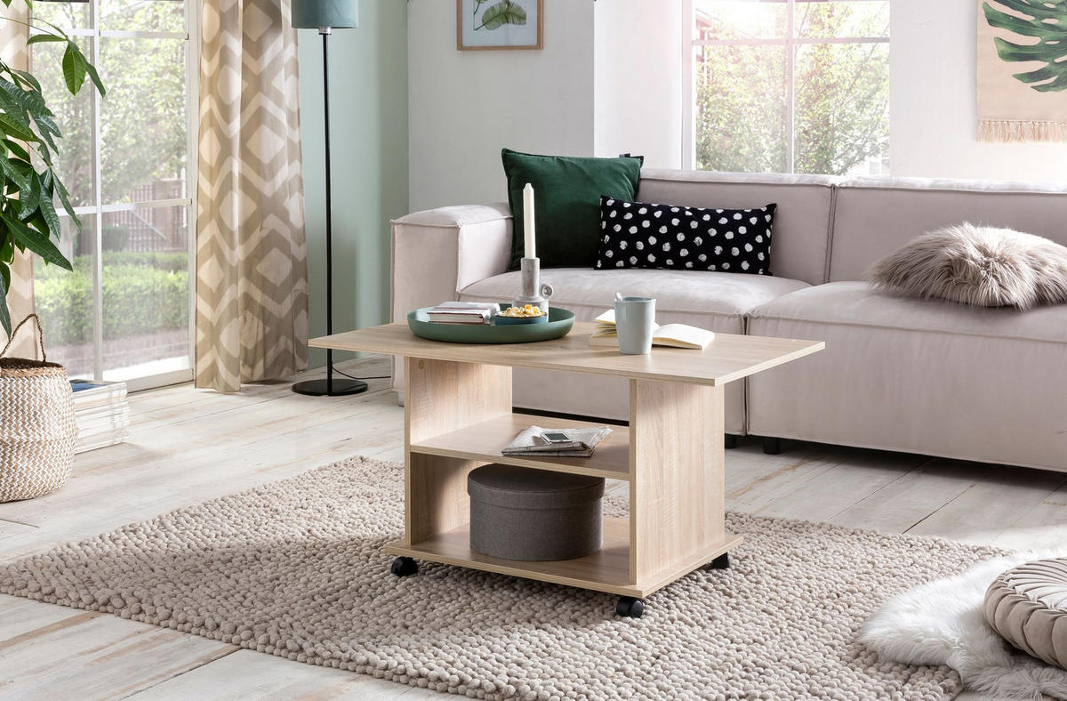 COUCHTISCH eckig BUTES Wohnzimmertisch - Sonoma Eiche, Holzwerkstoff (95/54.5/51cm) - tinkaro