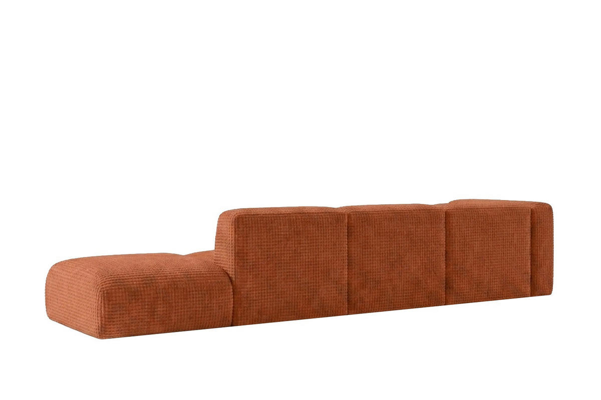 ECKSOFA L-Form mit Hocker, Chenille-Stoff Cremona, Kupfer, Rechts, GRETA - Kupferfarben, Holz (386/179cm) - Kaiser Möbel