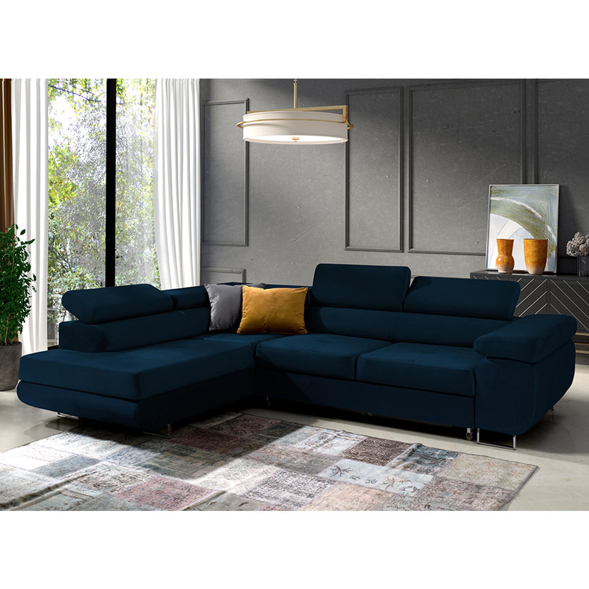 ECKSOFA Wilson 4 Sitzplätze Blau - Blau, Holzwerkstoff (271/201cm) - Petits-meubles
