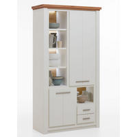 HOCHANRICHTE REGAL weiß Olbia Wildeiche 112/45/210 cm - Weiß/Braun, Holz (112/210/45cm) - Casamia Massive Möbel