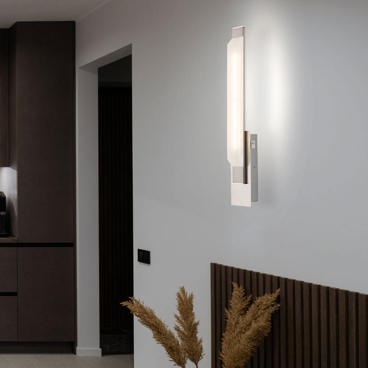 LED WANDLEUCHTE LAZIO Chrom Silber - Silberfarben, Glas (7/48/7cm) - Globo Lighting