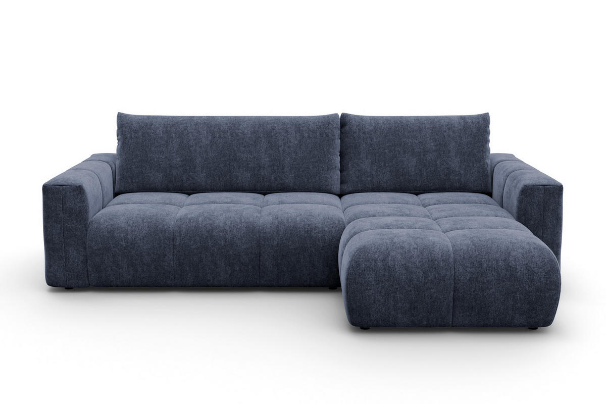 ECKSOFA VERONA 4-Sitzer rechts, Marineblau - Blau/Schwarz, Holz/Textil (266/173cm) - Courtois Laville
